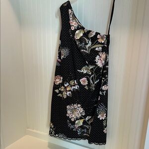Maeve Black Floral One-Shoulder Dress